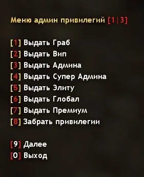 Админ меню. Меню привилегий для кс 1.6. привилегии кс 1.6. меню привилегии для паблика.