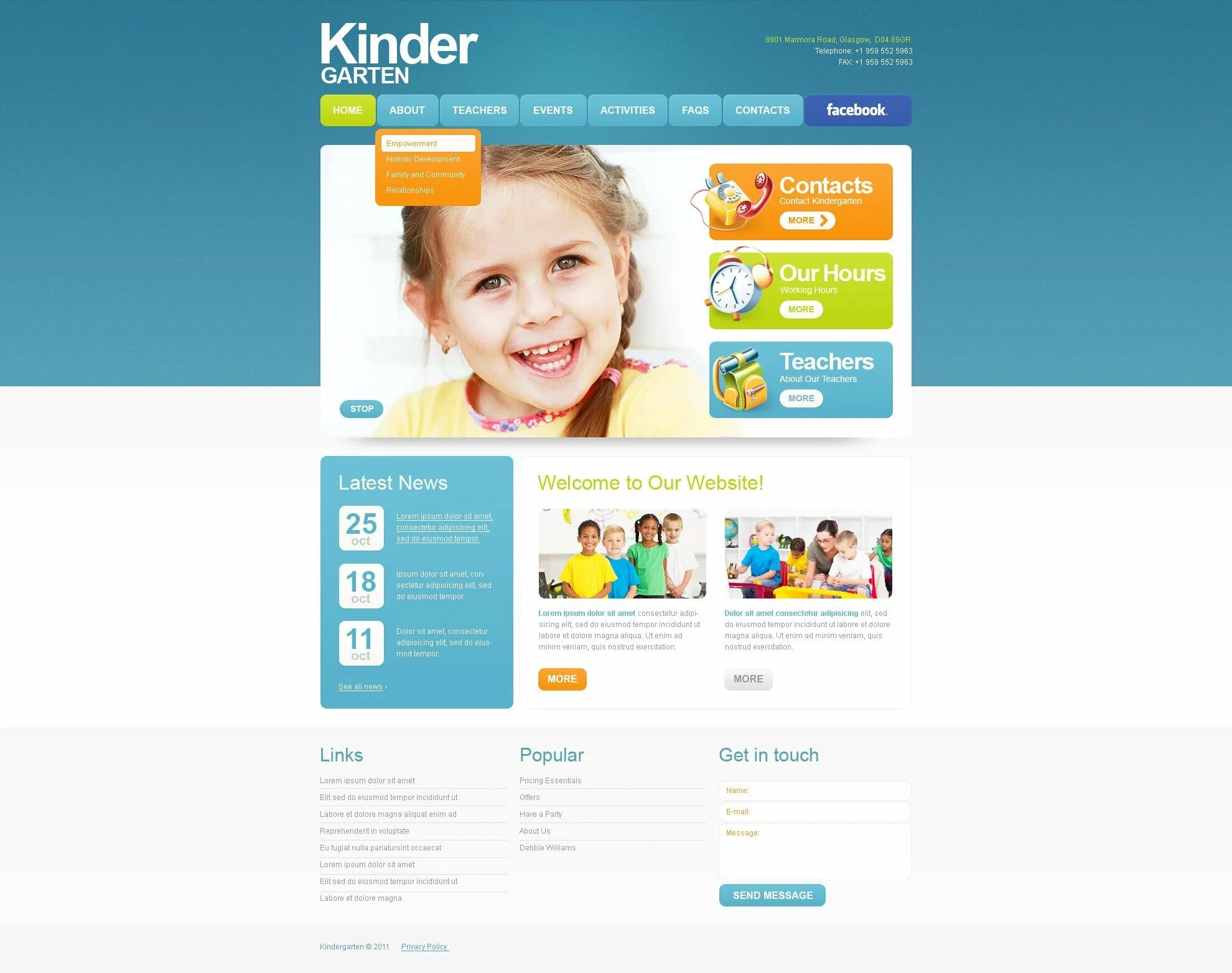 Шаблон сайта. Детские сайты. Дизайн детских сайтов. Дизайн сайта школы.
