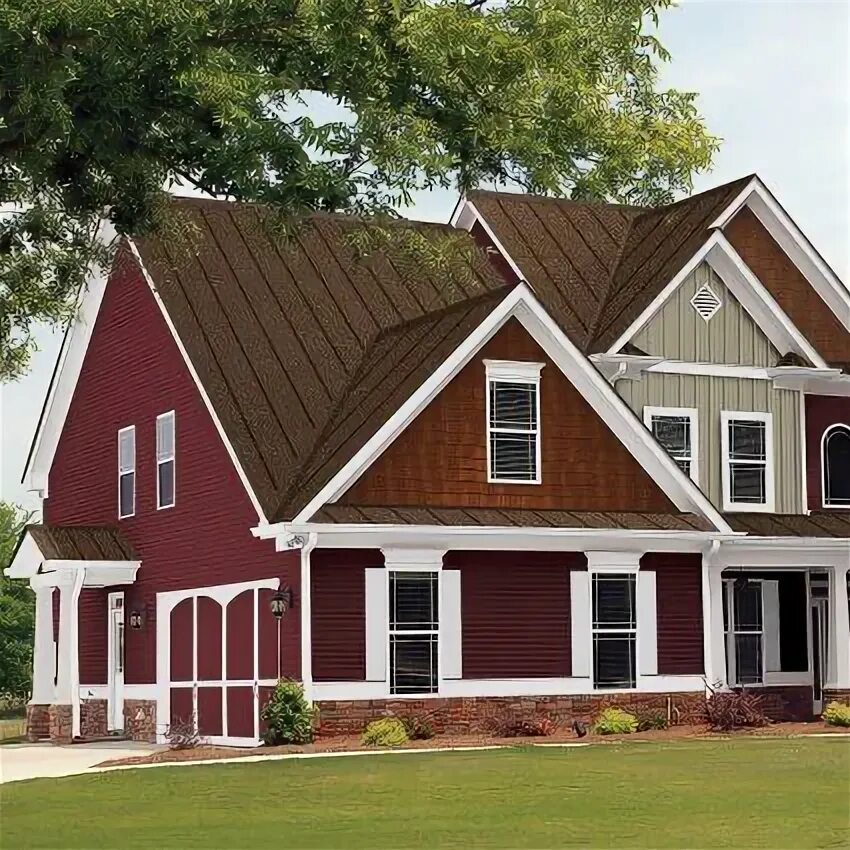 Сочетание коричневого цвета фасад sage cedar siding with brown trim Google Search House paint exterior, Exterior