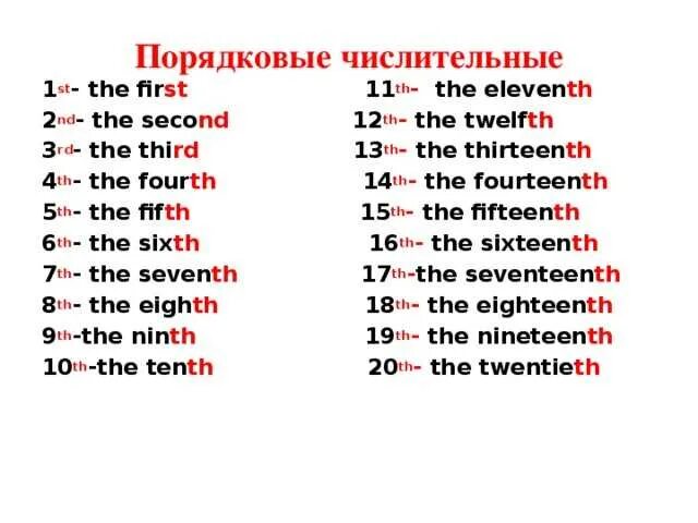 Правила чтения числительных