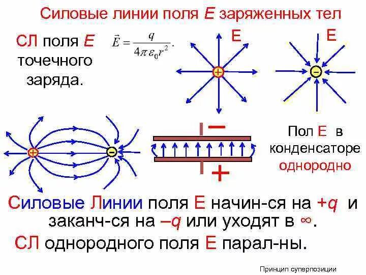 Силовые линии однородного электростатического поля. Силовые линии однородного электрического поля. силовые линии электрического поля одиночного положительного заряда. силовые линии электрического поля точечного заряда. силовые линии электрического поля, суперпозиция полей.