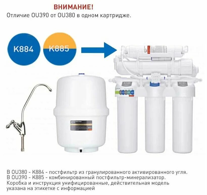 Фильтр для воды под мойку PRIO Новая Вода Start Osmos OU380 система обратного ос