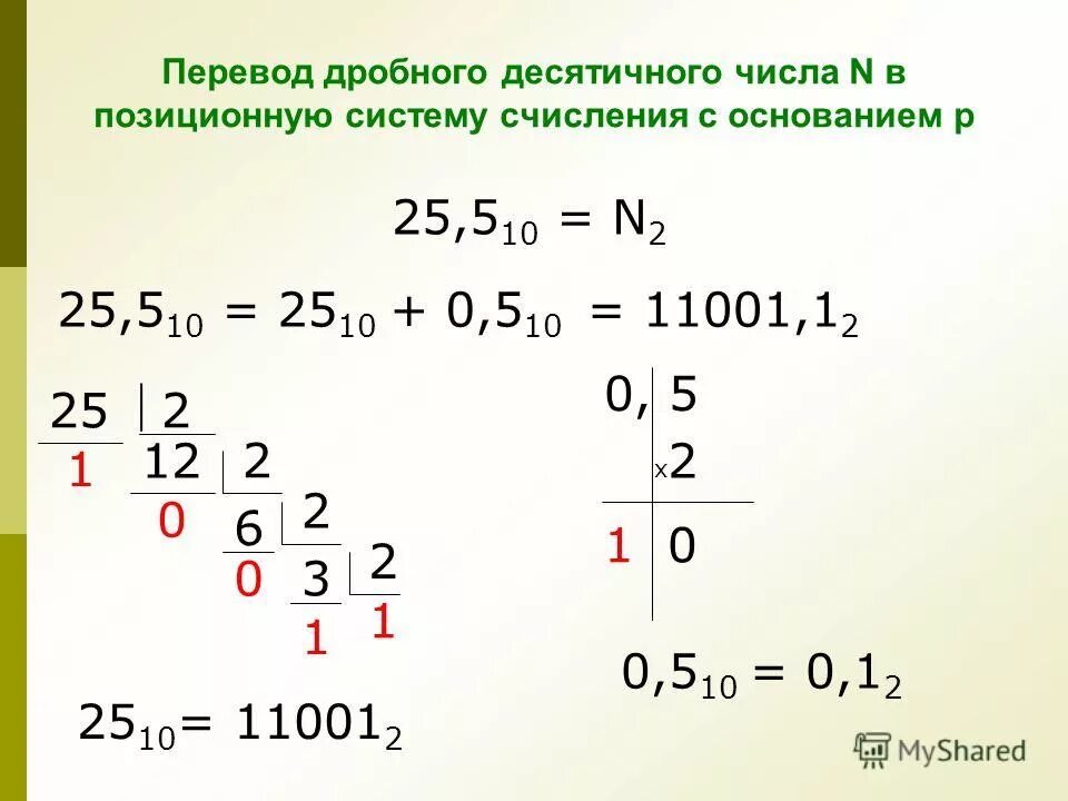 Перевод в 2 систему счисления