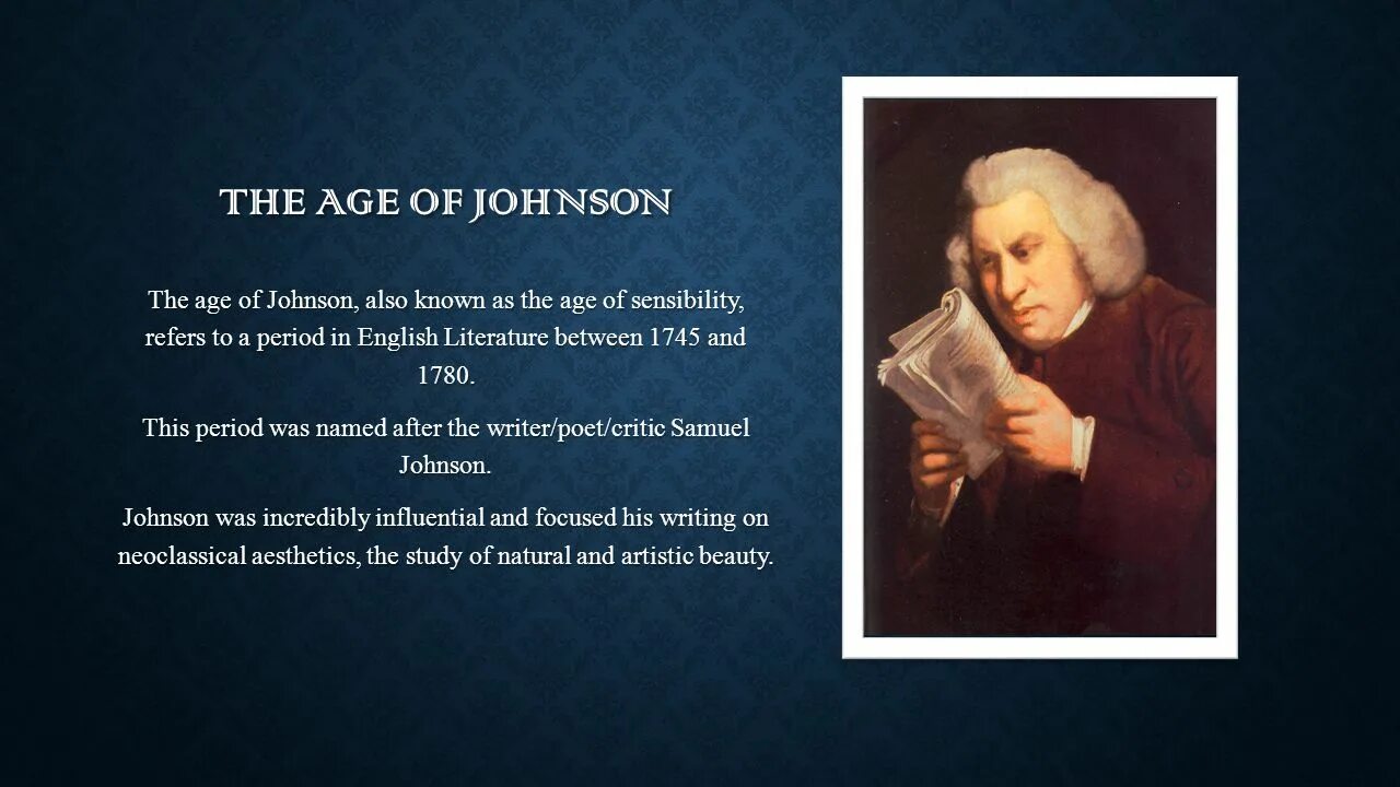 Is named after him. Samuel Johnson слайд. The age of Johnson. Сэмюэл Джонсон с розовыми волосами. Augustan age English Literature.