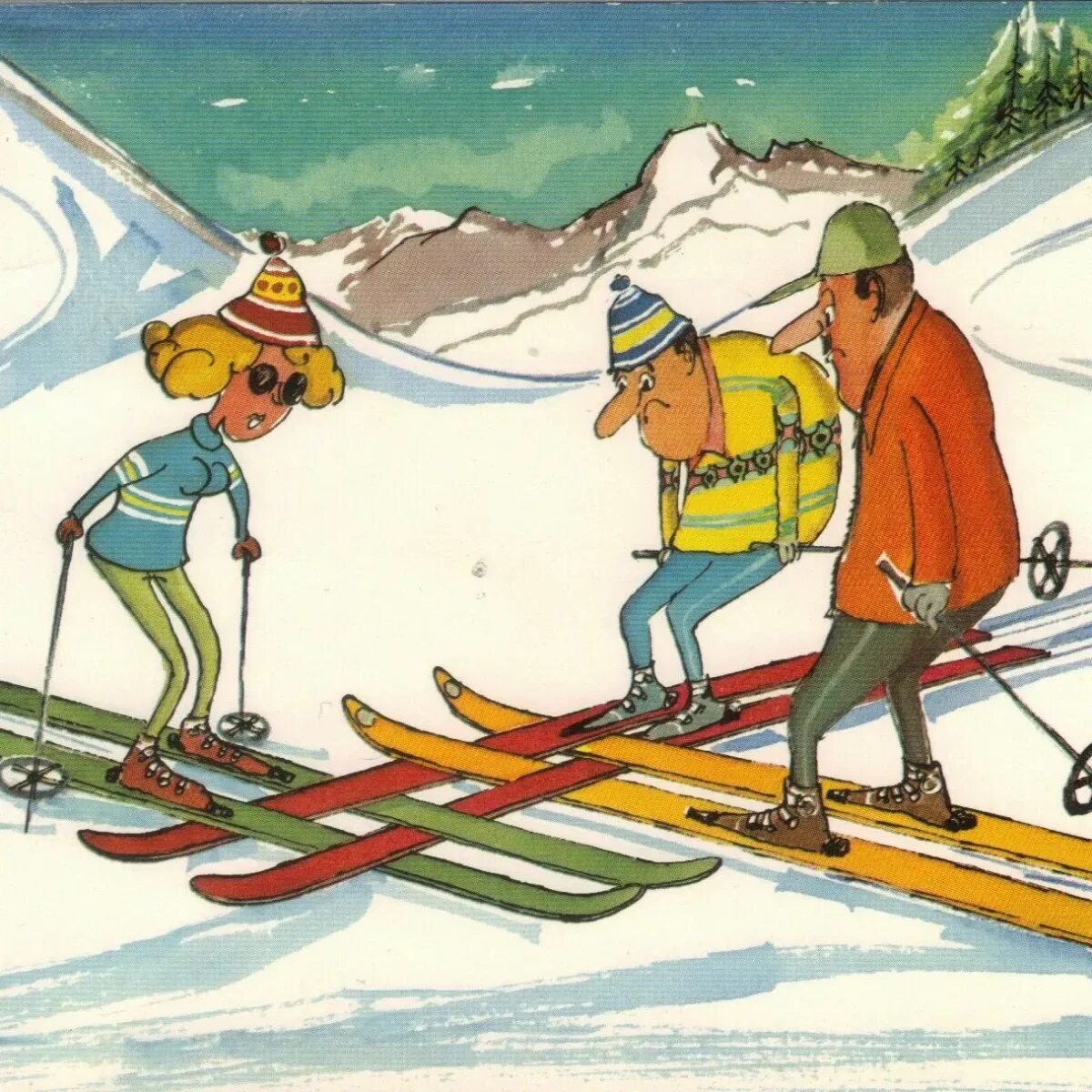 В первый день лыжники. Веселый лыжник. Лыжи карикатура. Лыжник карикатура. Лыжи прикол.