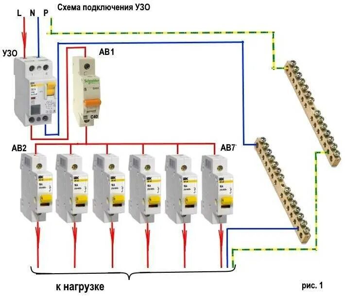 Какое узо поставить в дом. Схема подключения узо автомат электрический 16а. подключение автомата с узо схема подключения. узо автомат 25 ампер схема подключения. автоматический выключатель и узо схема подключения.