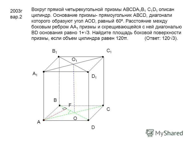 Правильная четырехугольная призма какое основание