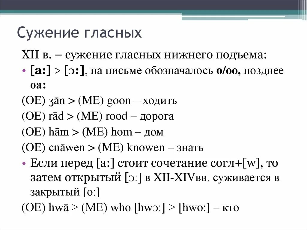 Удлинение гласных. Изменения гласных в среднеанглийский период. редукция гласных в среднеанглийский. фонетические изменения гласных. изменения фонетики гласных в среднеанглийский язык.