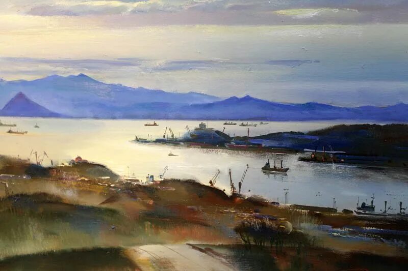 картины маслом приморский край. художники дальнего востока. г. шхуна находка. рисунок ко дню города находка.