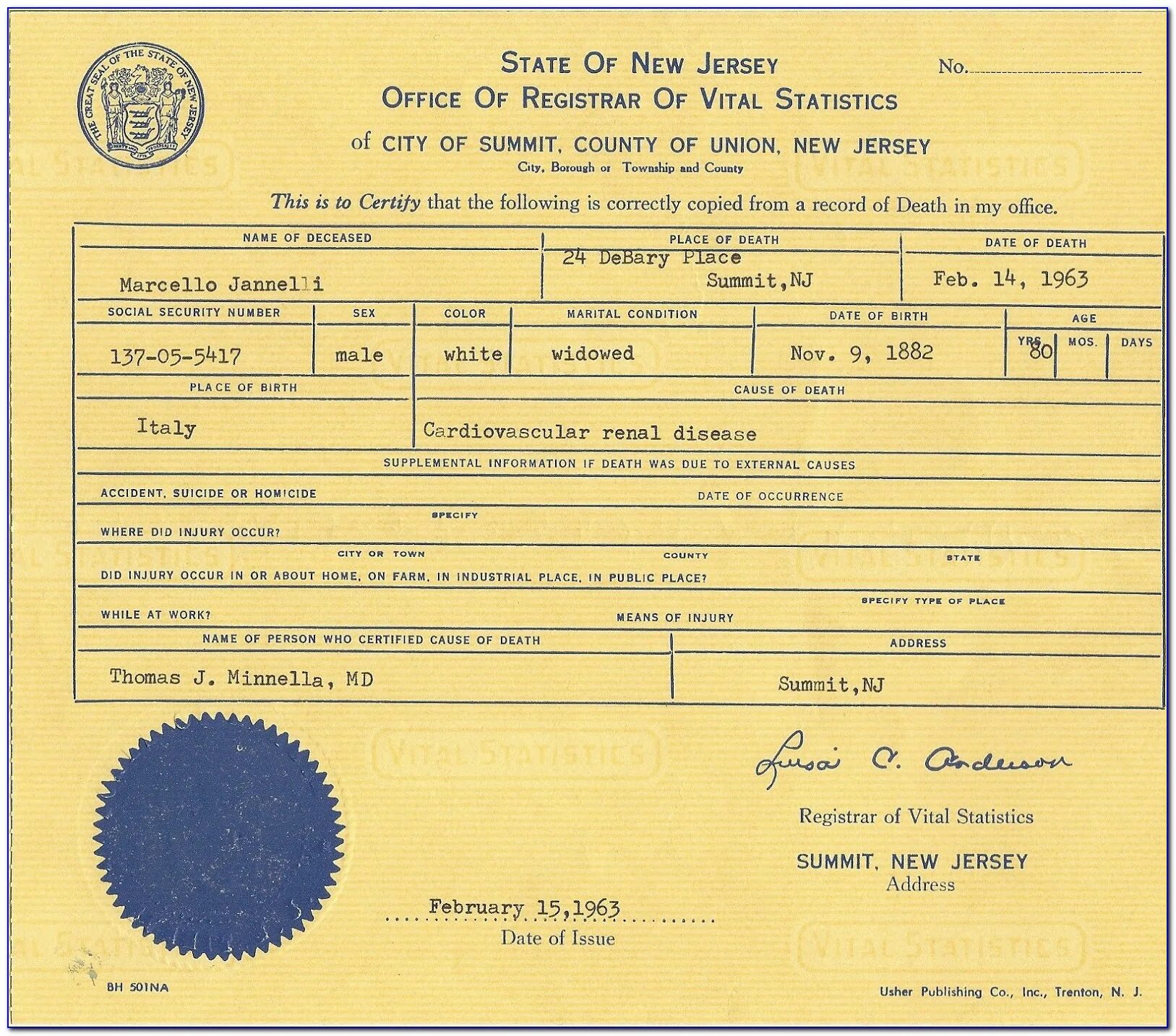 Birth Certificate. Certificate of Registration of Birth. Us Death Certificate.