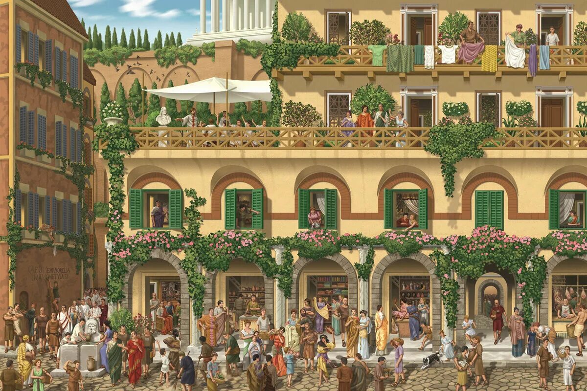 итальянские многоквартирные дома. инсулы в риме. инсула в древнем риме. жилые дома рима в италии. бани траяна рим.