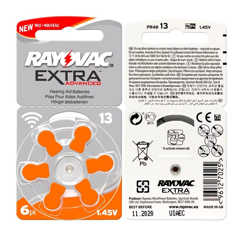 Rayovac za13\6bl Extra. Элемент питания Rayovac Extra 13, для слуховых аппаратов. Батарейки 13\pr48 Rayovac. Батарейка для слухового аппарата Zinc Air 13. Battery 13
