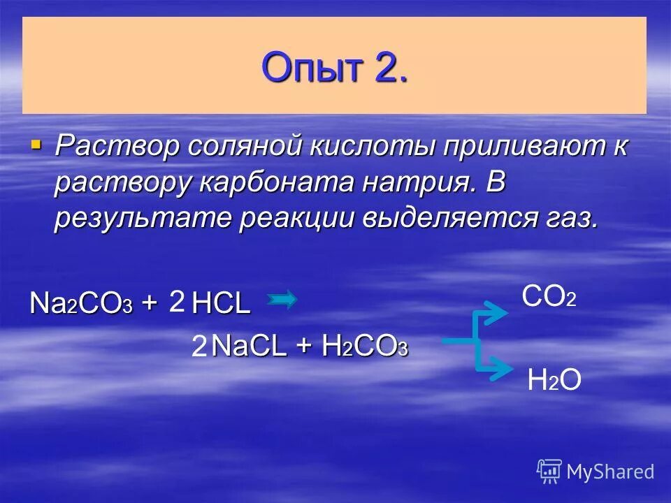 Выделение газа происходит в результате реакции