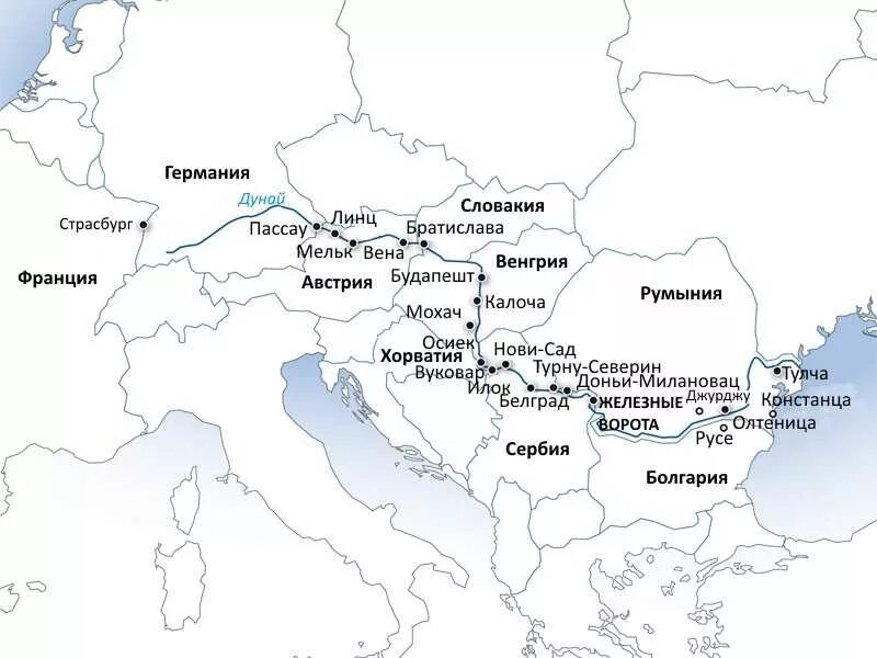 Река граница украины. Река Дунай на карте Евразии. Бассейн реки Дунай на карте Европы. Карта Дуная с городами. Исток реки Дунай на карте.