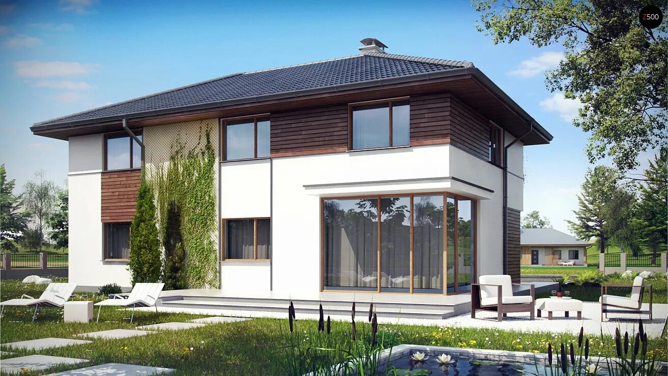 современная отделка фасадов коттеджей. двухэтажный дом с двускатной крышей. дома в современном стиле двухэтажные. современный фасад двухэтажного дома. современный 2 этажный дом.