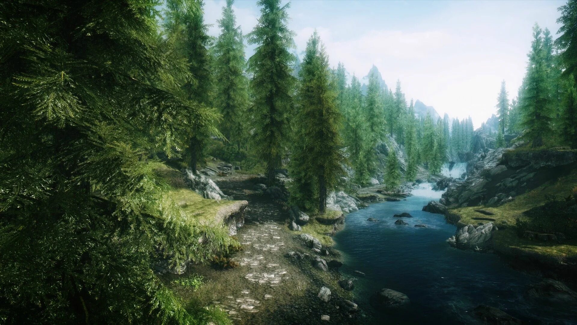 1080 максимальное разрешение. Скурим 2. The Elder Scrolls 5: Skyrim лес. Горный пейзаж скайрим.