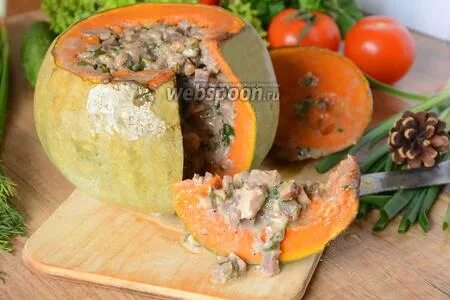 Тыква фаршированная мясом и овощами рецепт