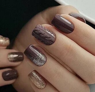 Красивый коричневый маникюр