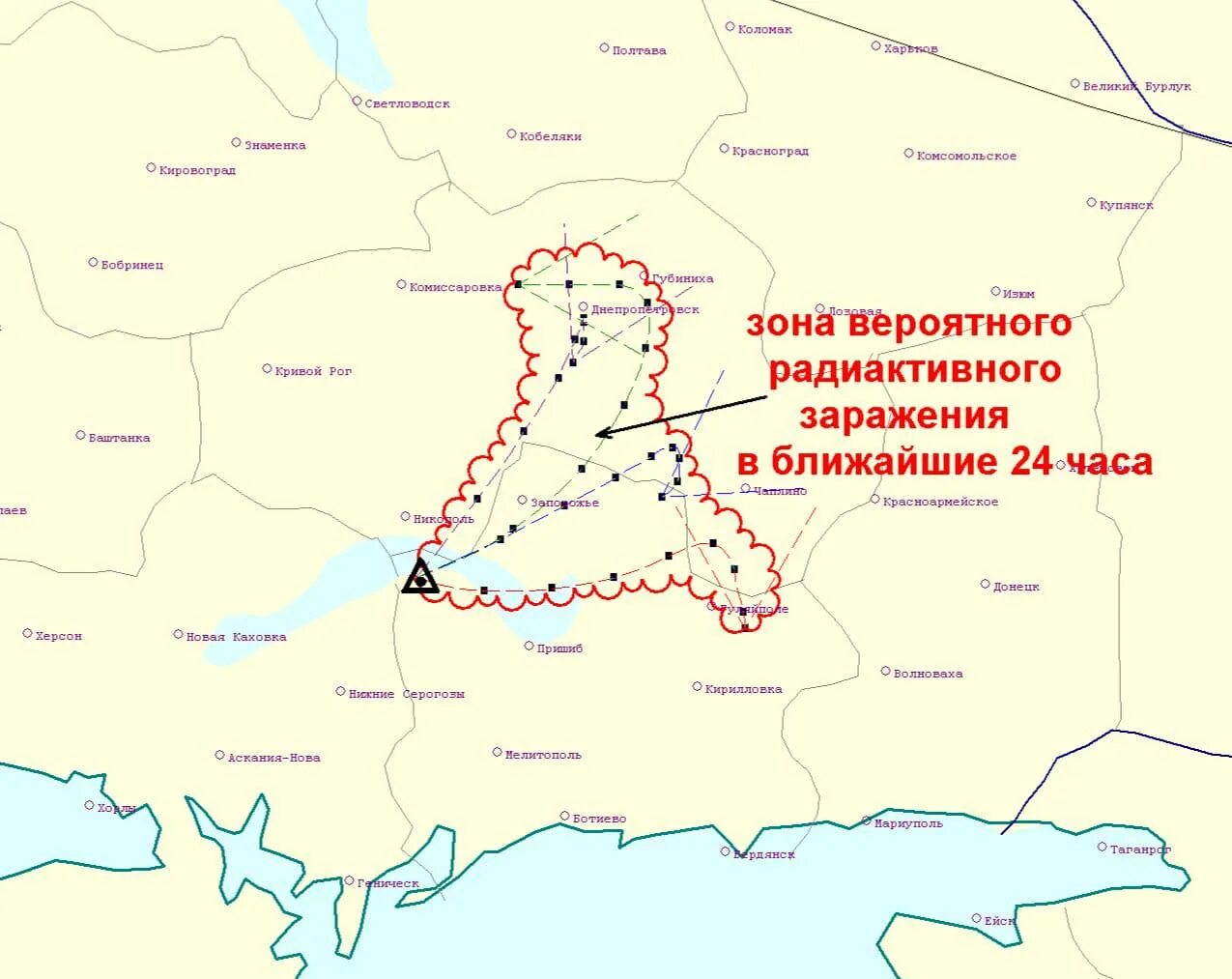 Запорожская аэс где находится город. Зона поражения Запорожской АЭС на карте. Зона радиоактивного заражения при аварии на Запорожской АЭС карта. Запорожская АЭС на карте Украины. Запорожская и Чернобыльская АЭС на карте.