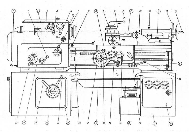 Токарно винторезный станок подача. Токарно-винторезный станок 1а616 чертеж. Токарного винторезного станка модели 1а616. Основные узлы станка 1а616. Токарный станок 1а616 органы управления.