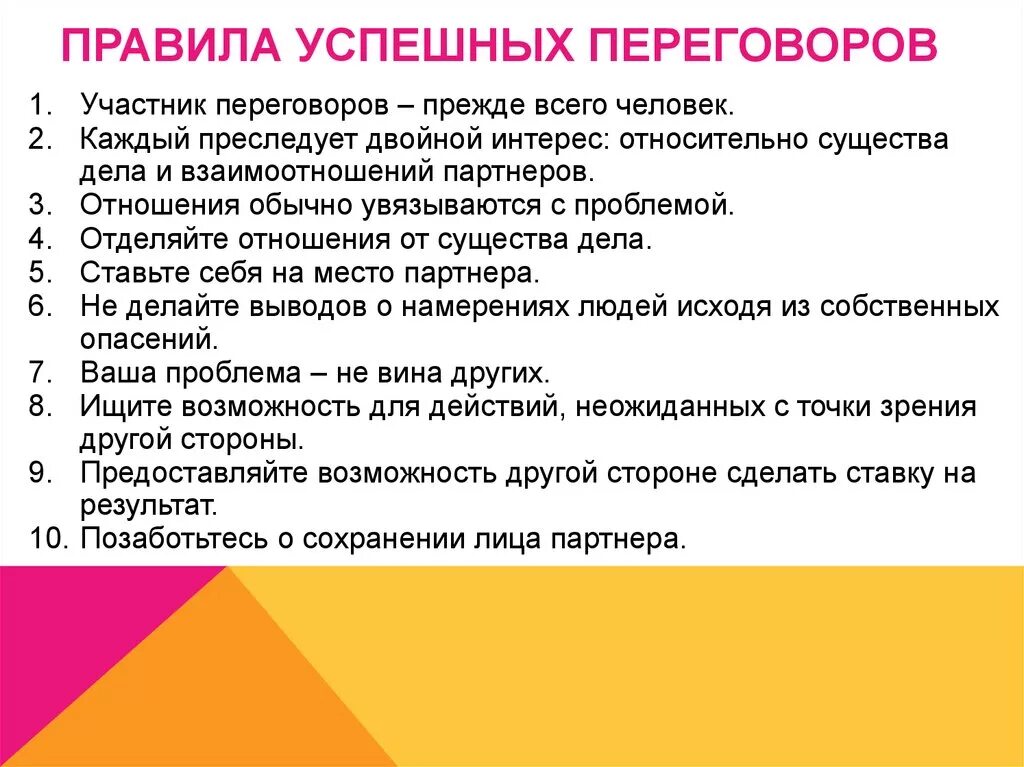 Необходимые условия для ведения. Правила успешных переговоров. Правило ведения переговоров. Критерии успешных переговоров. Методика ведения успешных переговоров.