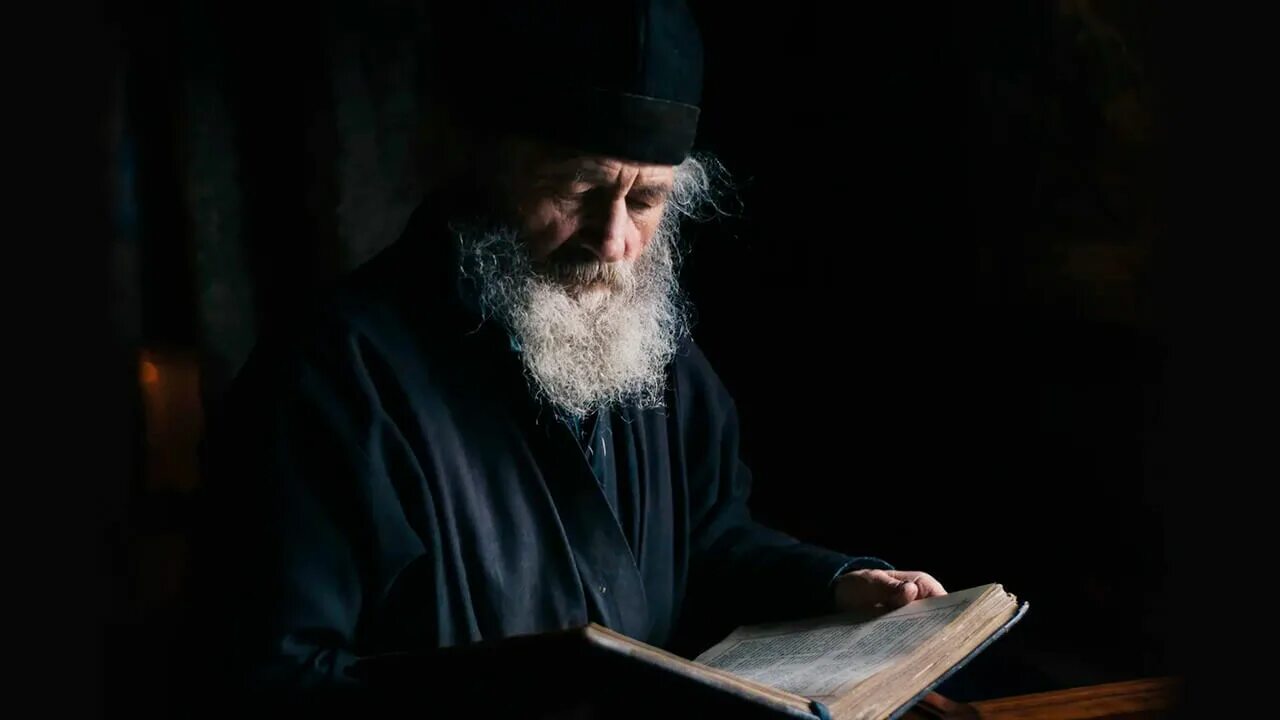 Духовное чтение. Православный монах аскет. Монах молится. Старец молится.