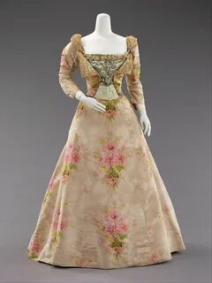 Evening dress, House of Worth (French, 1858–1956), silk, linen, French. 