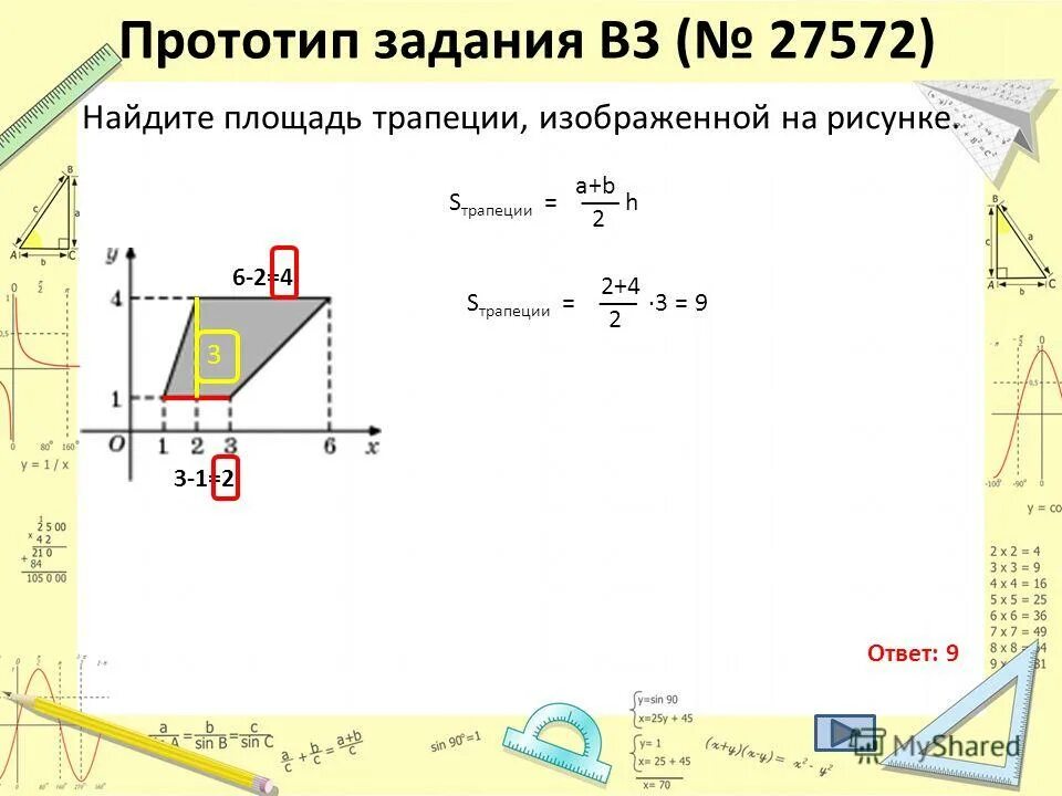 Прототипы задания 3. Прототипы задания 3. Найти площадь треугольника вершины которого имеют координаты. Найдите площадь параллелограмма вершины которого имеют координаты 1. Найдите площадь параллелограмма изображённого на рисунке 5 3 4 1.