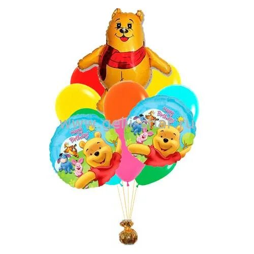 Воздушные шары винни пух. Букет шаров &quot;винни и друзья&quot;. фонтан шаров винни пух. шар фольга круг винни пух. шары винни пух.
