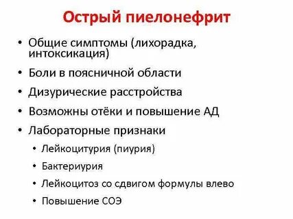 Симптомы пиелонефрита у женщин и лечение признаки