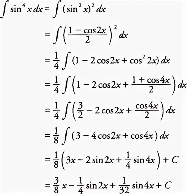 Интеграл sin^4x. Первообразная синуса х/4. Первообразная sin4x.