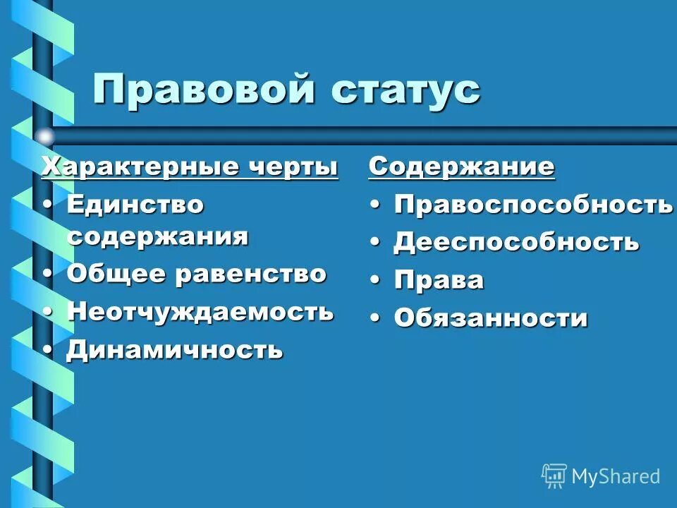 Характерные статусы. Характерные статусы