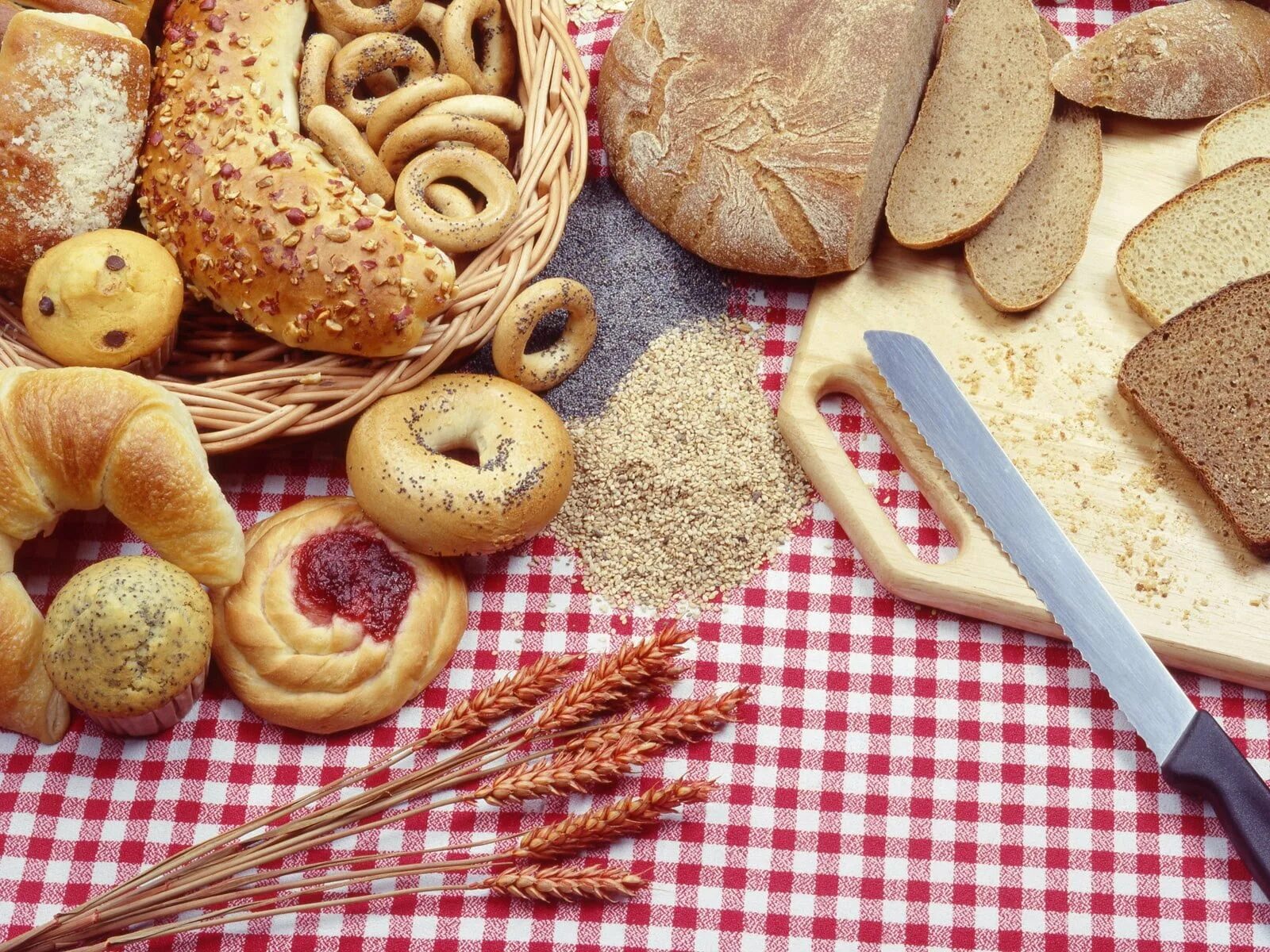 There bread on the table