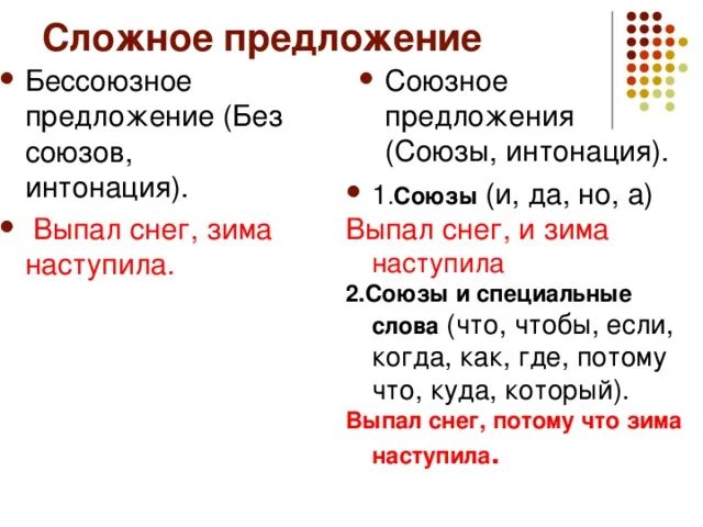 2 сложных предложения с союзными словами