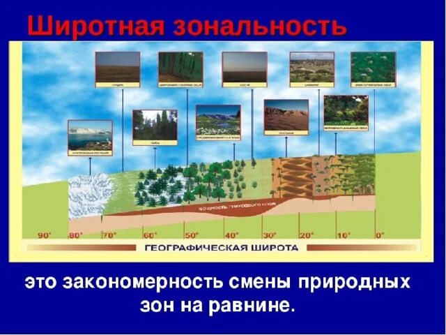 Широтная зональность. Смена природных зон на равнинах. Широтно-зональные природные комплексы. Природная зона и Широтная зональность.