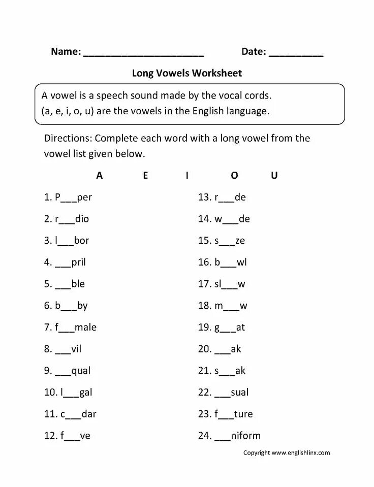 Complete the missing vowels. Long Vowels Worksheets. Short and long Vowels. Phonics Worksheets long Vowel Sound a. Short long Vowels Worksheets.
