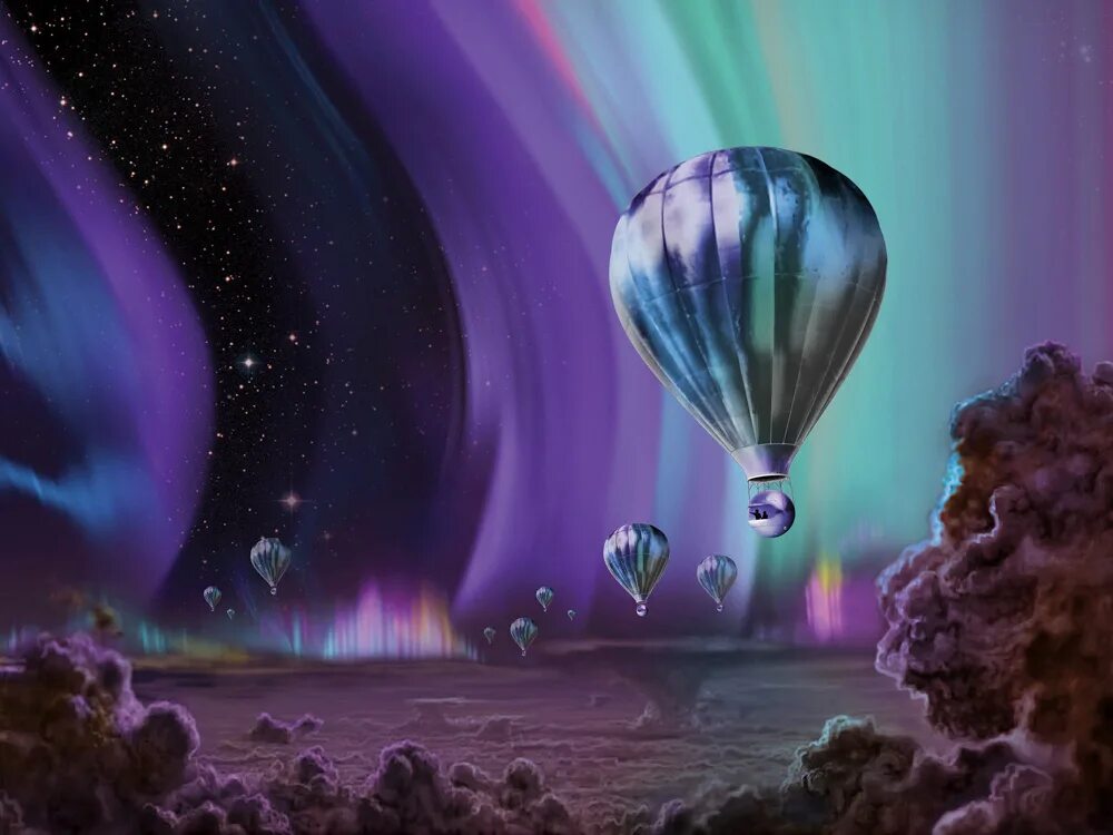 Космос арт. Космический воздушный шар. Космическое путешествие.
