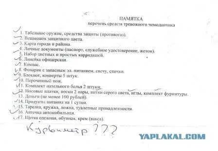 Тревожный чемоданчик что в него входит список
