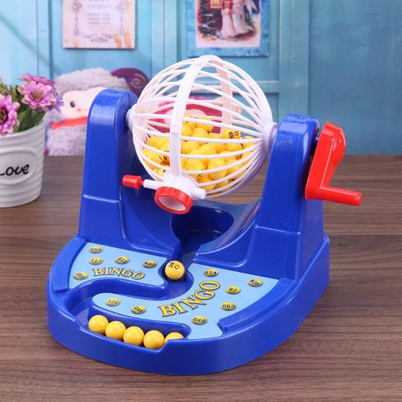 Toy Lotto Machine. Дражеровочная машина Kid. Игра настольная Бинго 04209. Бинго в синем цвете.