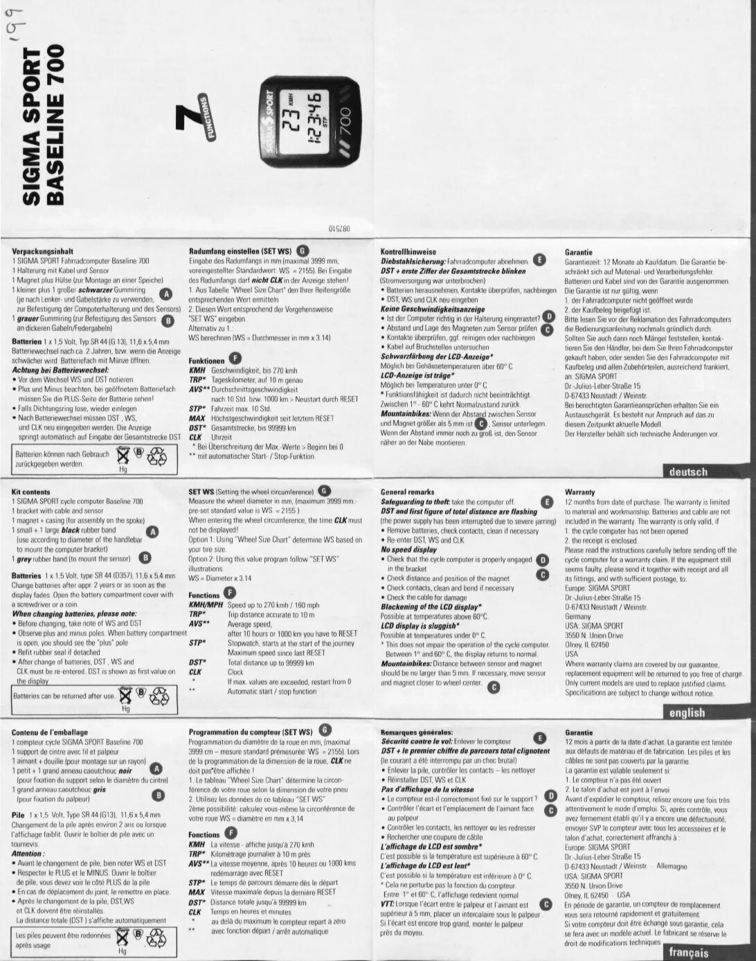 Настройка sigma. Велокомпьютер Sigma Sport 700. Sigma Sport BC 700. Sigma 700 велокомпьютер инструкция. Sigma bc700 Baseline manual.