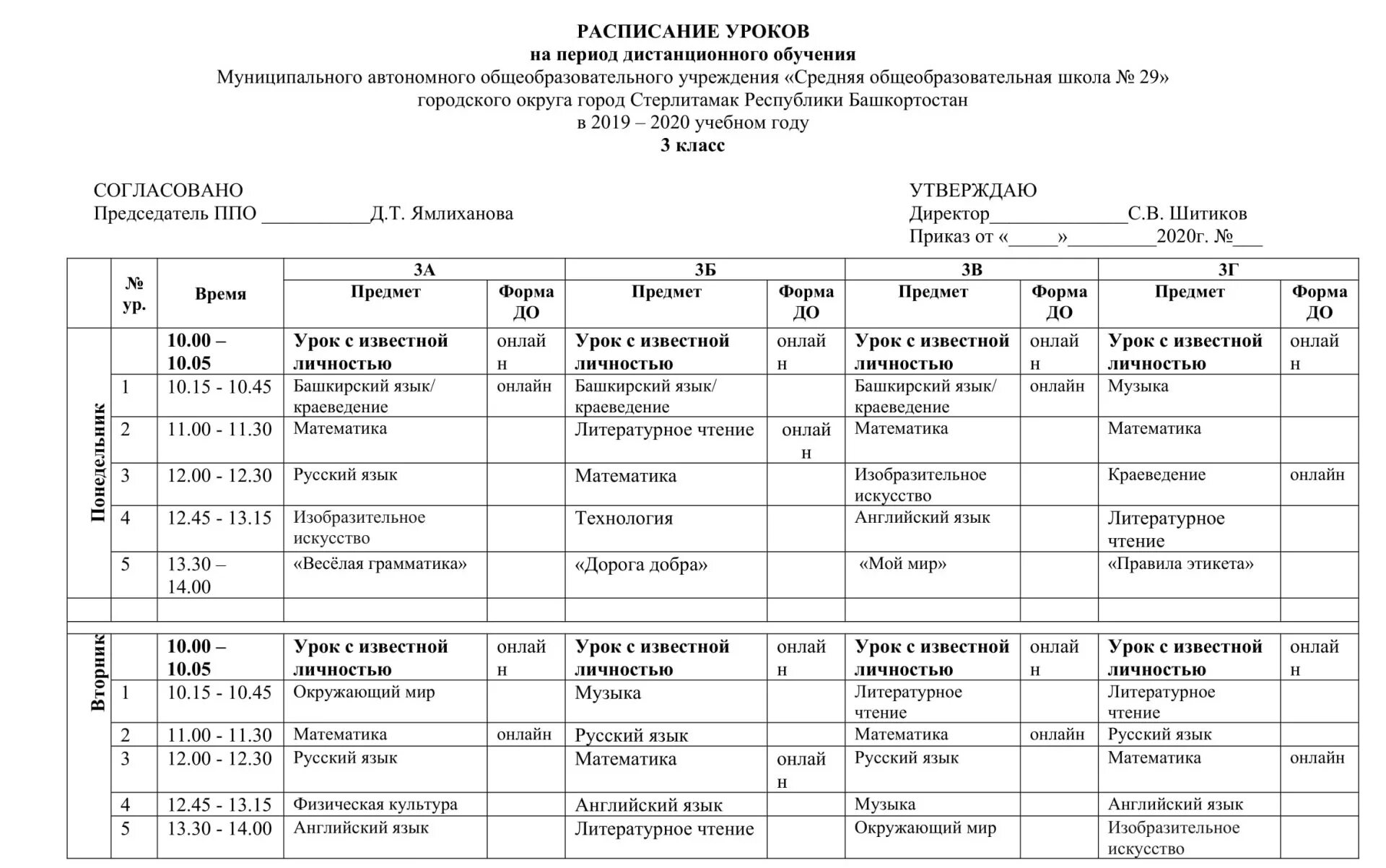 Президентский расписание