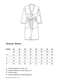 Размеры пеньюара