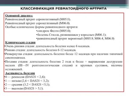 История болезни ревматоидный артрит