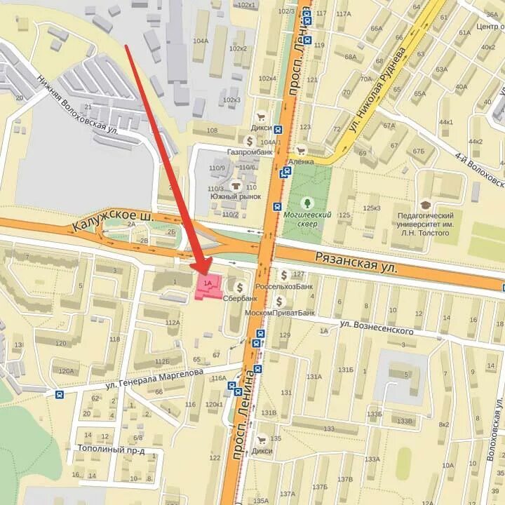 тула калужское шоссе 60 на карте