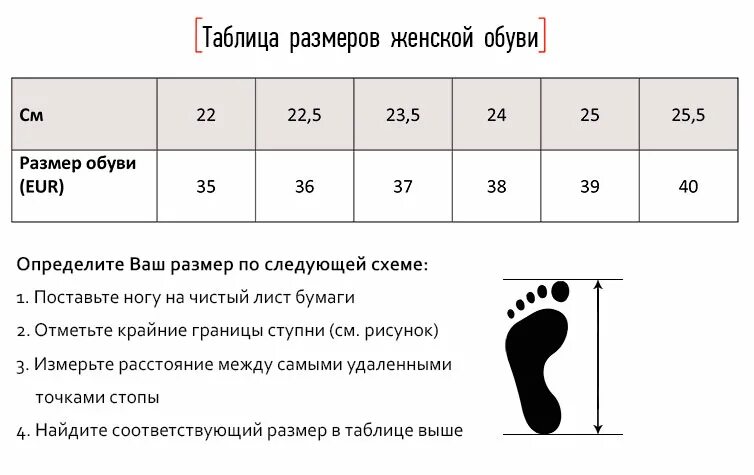 См какой размер обуви женской