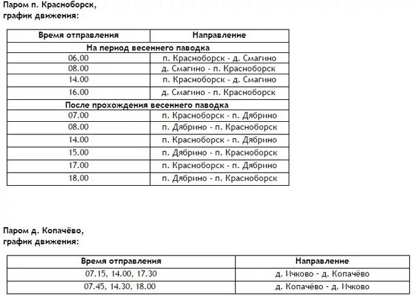 Расписание автобусов котлас красноборск