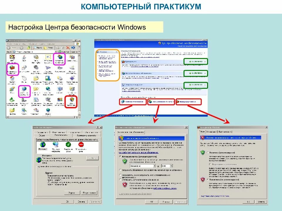 Центр настройка. Настройки безопасности. Настройки безопасности Windows. Компьютерный практикум. Центр обеспечения безопасности Windows 11.