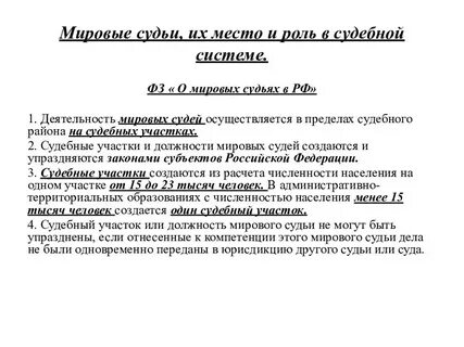Мировые судьи заключение