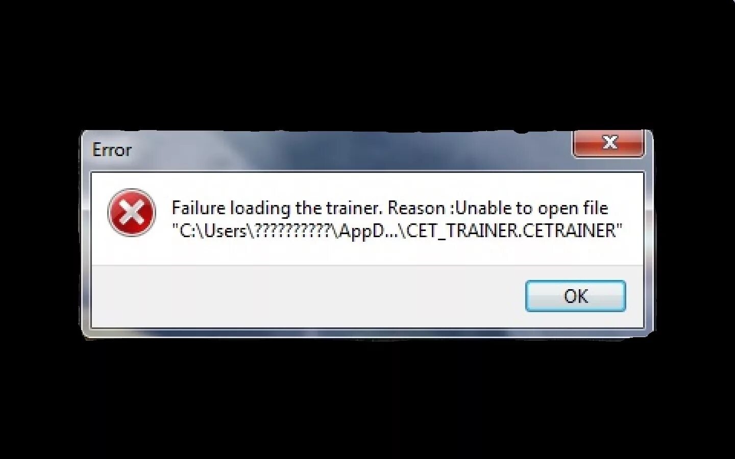 Unable to open image file. Failed to load Audio. Unable to update role.. Loading failed. Failed to load game