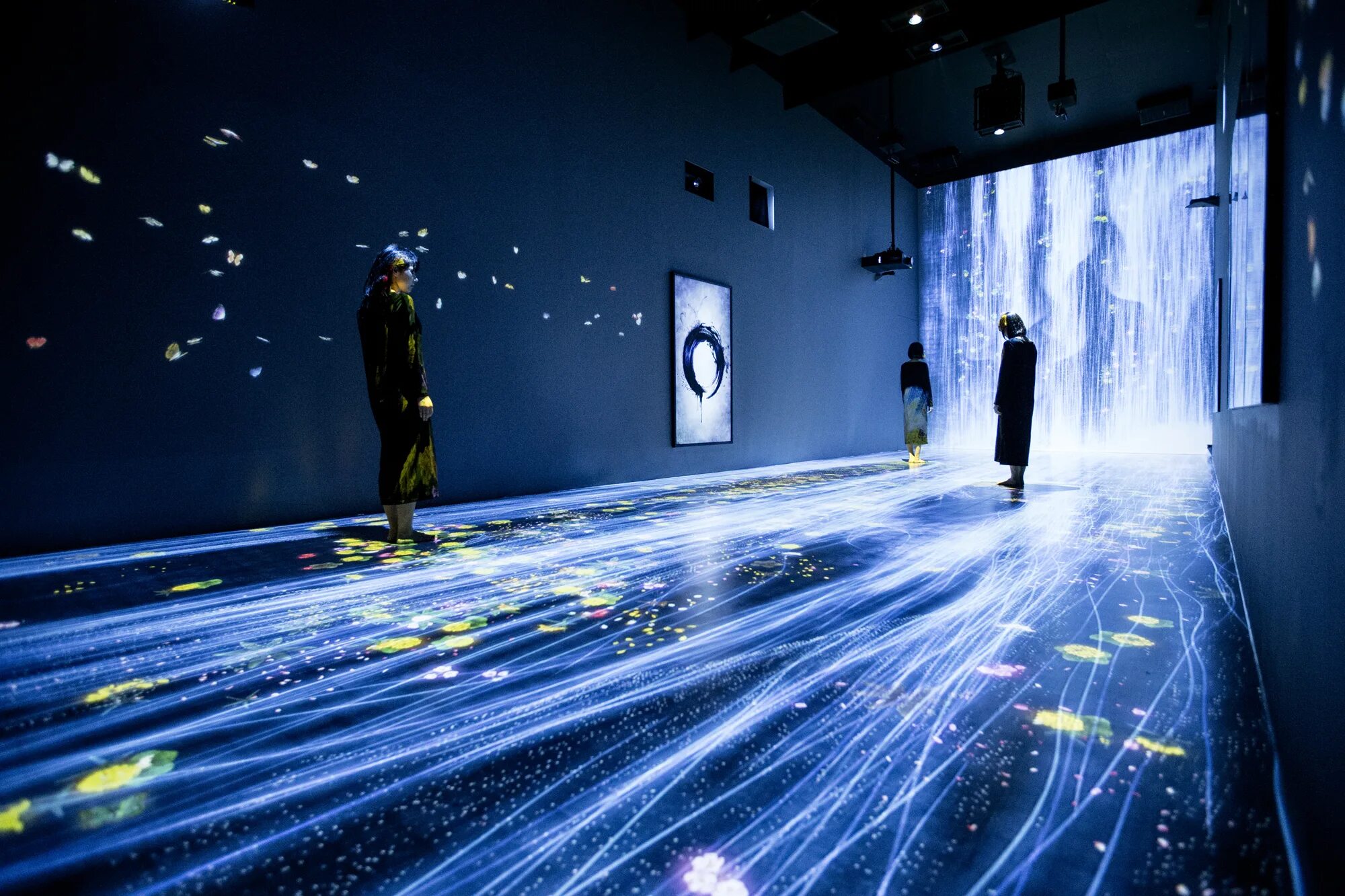 Музей TEAMLAB В России. TEAMLAB инсталляции. 3d Mapping видеомэппинг в музее. 3d мэппинг на инсталляции.